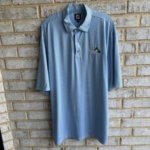FootJoy Striped Blue & White Short Sleeve Polo Shirt Men's Size XXL.
